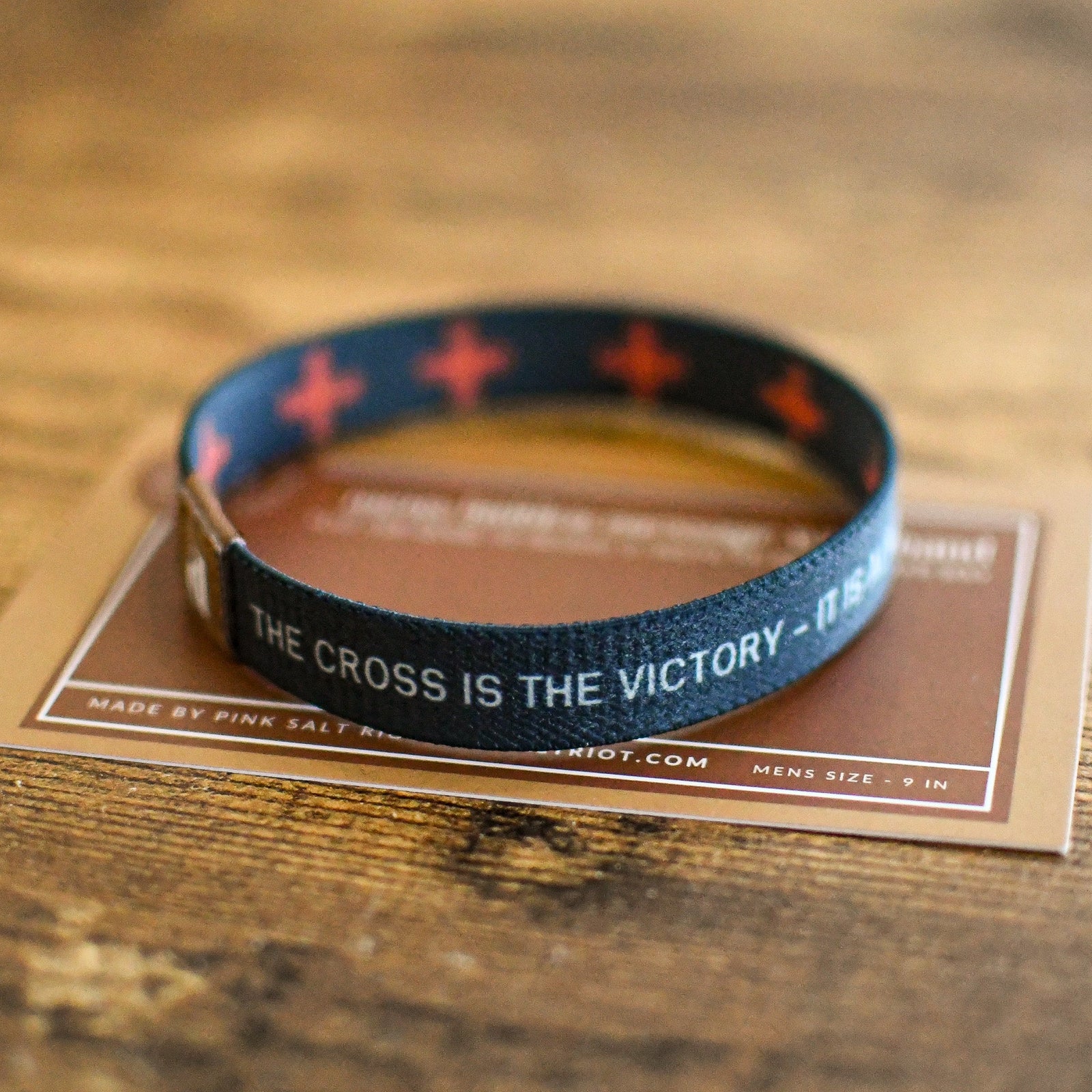 The Cross is the Victory Elastic Mens TruthBand - Pink Salt Riot