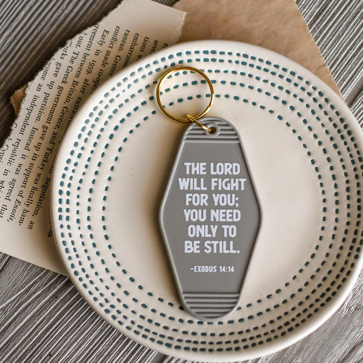 The Lord Will Fight For You Retro Keychain - Pink Salt Riot