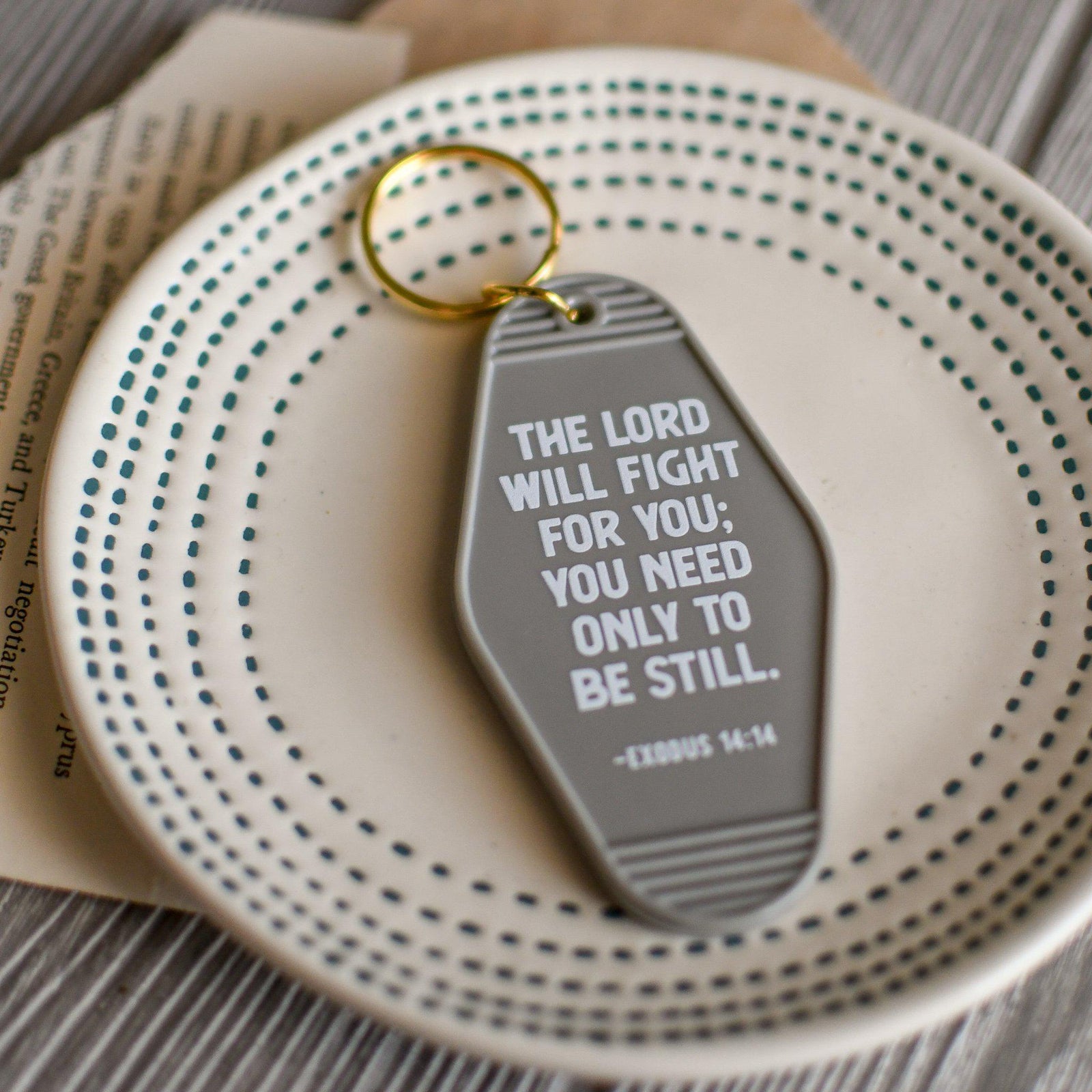 The Lord Will Fight For You Retro Keychain - Pink Salt Riot