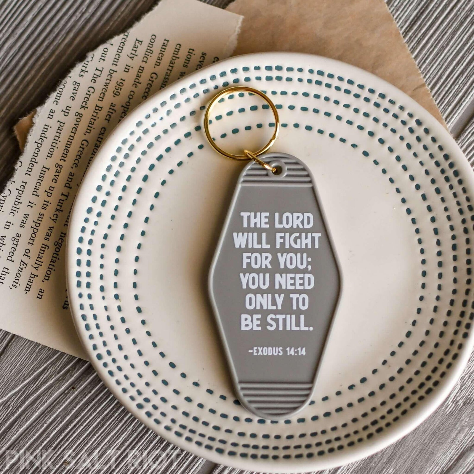 The Lord Will Fight For You Retro Keychain - Pink Salt Riot