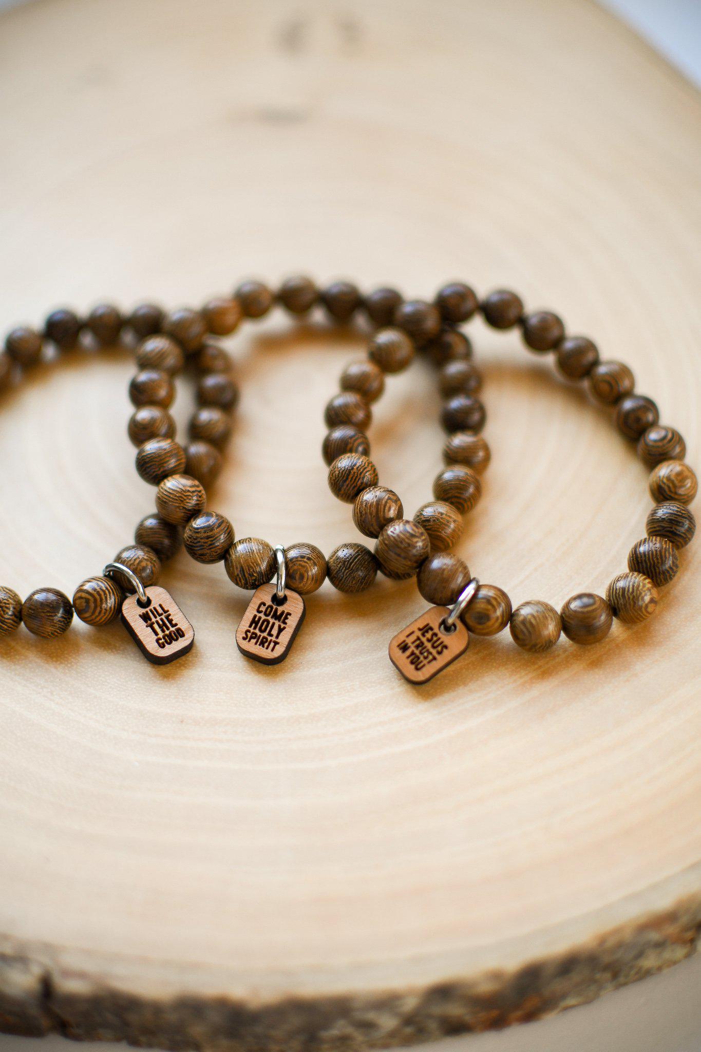 Wooden Unisex Messages Bracelet