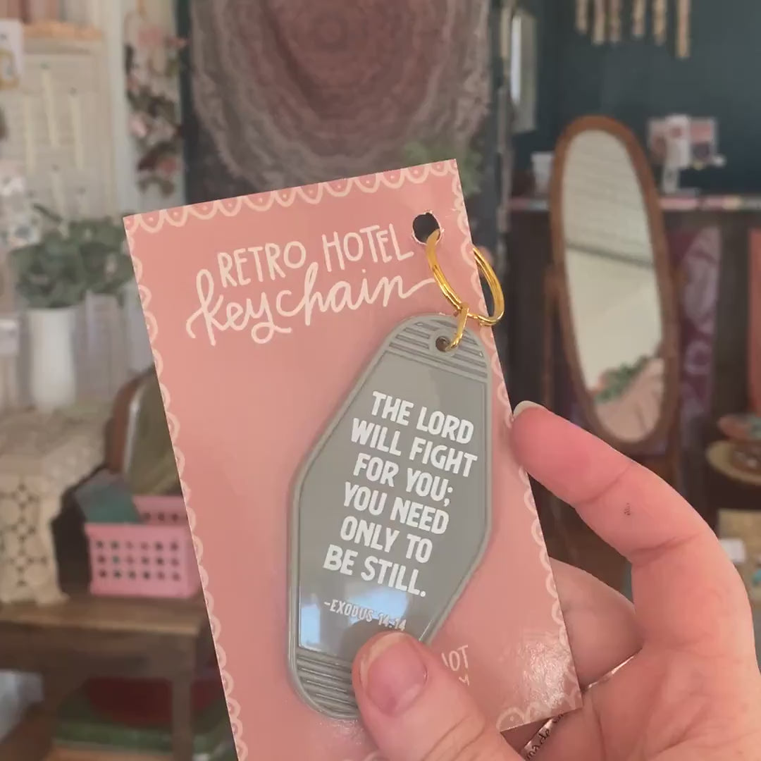The Lord Will Fight For You Retro Keychain