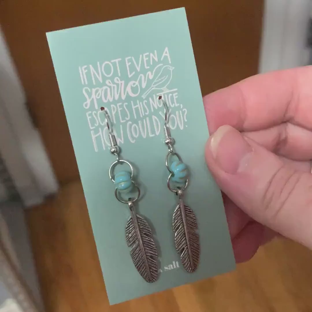 Turquoise & Feather Earrings