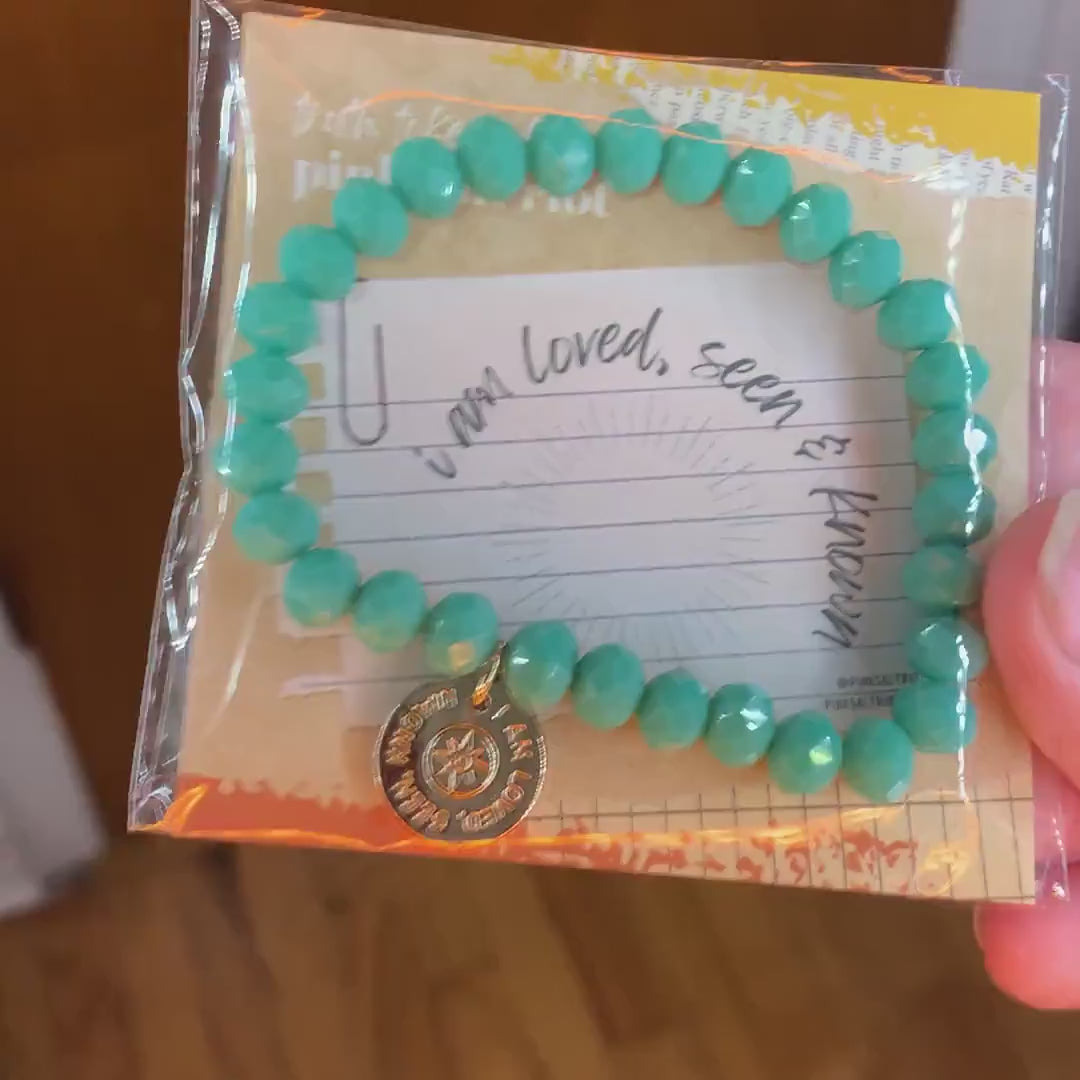 Loved, Seen & Known Teal Glass Bracelet