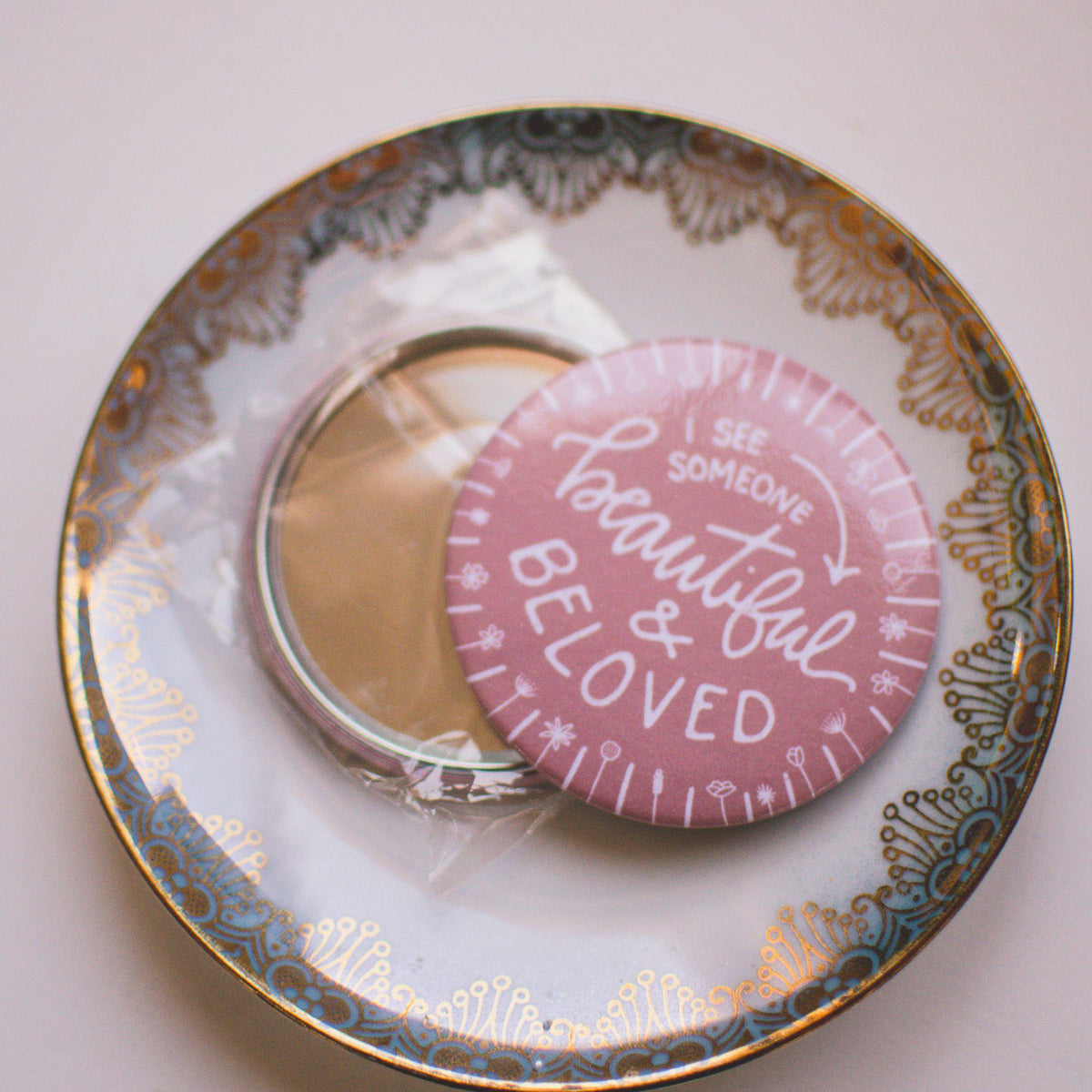 Beautiful &amp; Beloved Pocket Mirror - Pink Salt Riot